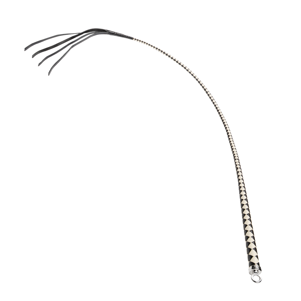 3: RISE – 120 cm Bullenpeitsche – Schwarz/Weiß