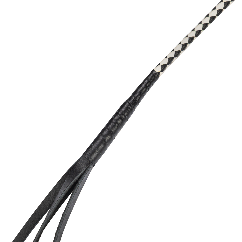 4: RISE – 120 cm Bullenpeitsche – Schwarz/Weiß