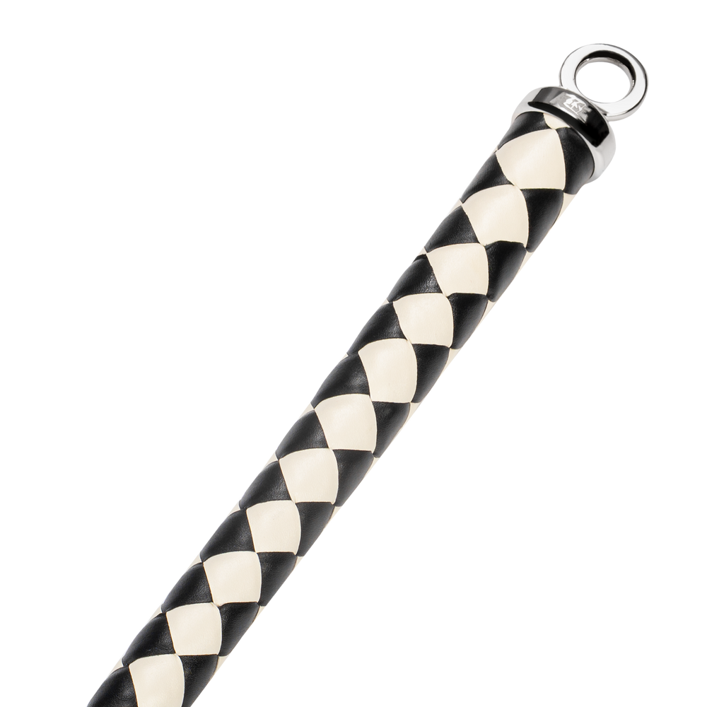 5: RISE – 120 cm Bullenpeitsche – Schwarz/Weiß