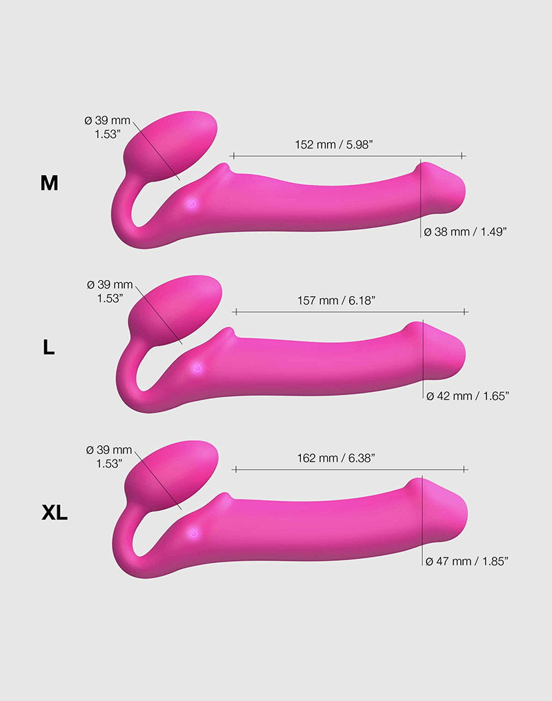 Strap-On-Me – Biegsamer Strap-On-Vibrator mit Fernbedienung Größe L – Fuchsia