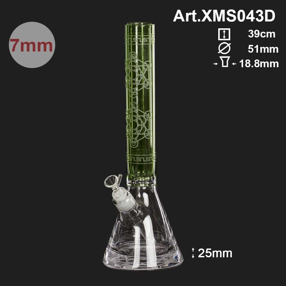 Bong Glas Limited Edition Geometric Art, grün, 40cm