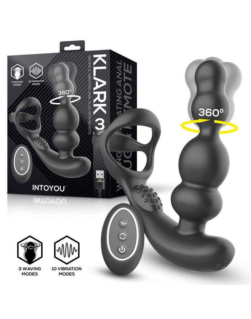 IY Klark - Waving & Vibrating Anal Plug mit Fernbedienung - Schwarz