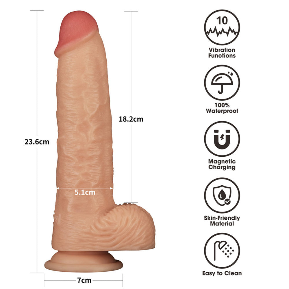LoveToy - Ingen - Vibrierendes Strap-on-Set 9,5"/ 24 cm - Größe L/XL/2XL - Nude