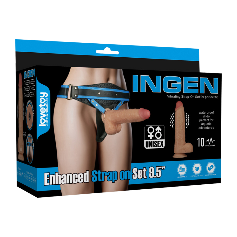 LoveToy - Ingen - Vibrierendes Strap-on-Set 9,5"/ 24 cm - Größe L/XL/2XL - Nude