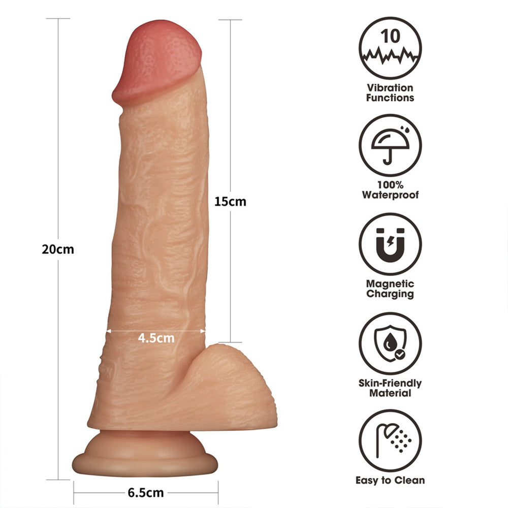 LoveToy - Ingen - Vibrierendes Strap-on-Set, 8"/ 20 cm, Größe XS/S/M, Nude