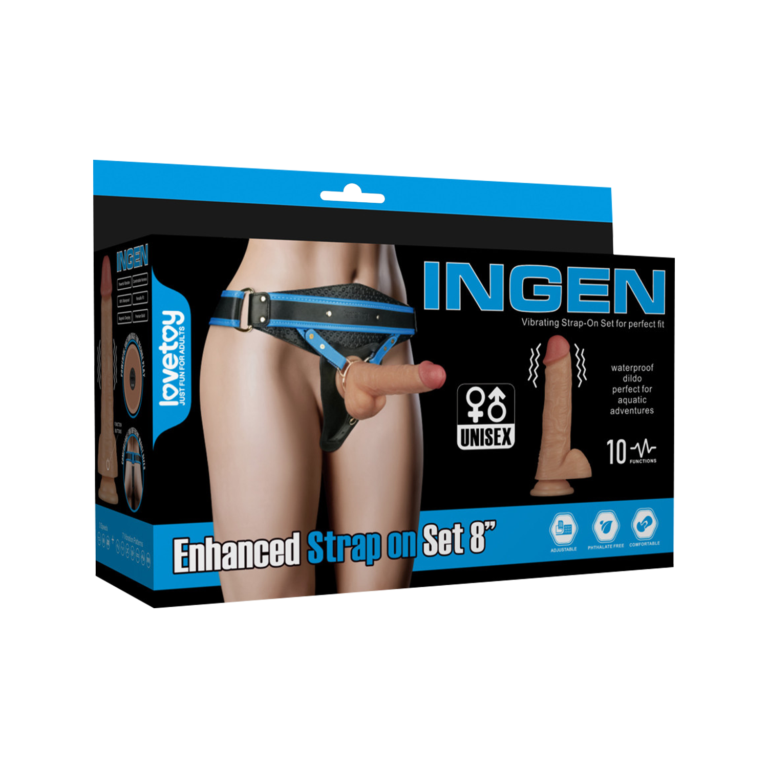 LoveToy - Ingen - Vibrierendes Strap-on-Set, 8"/ 20 cm, Größe XS/S/M, Nude