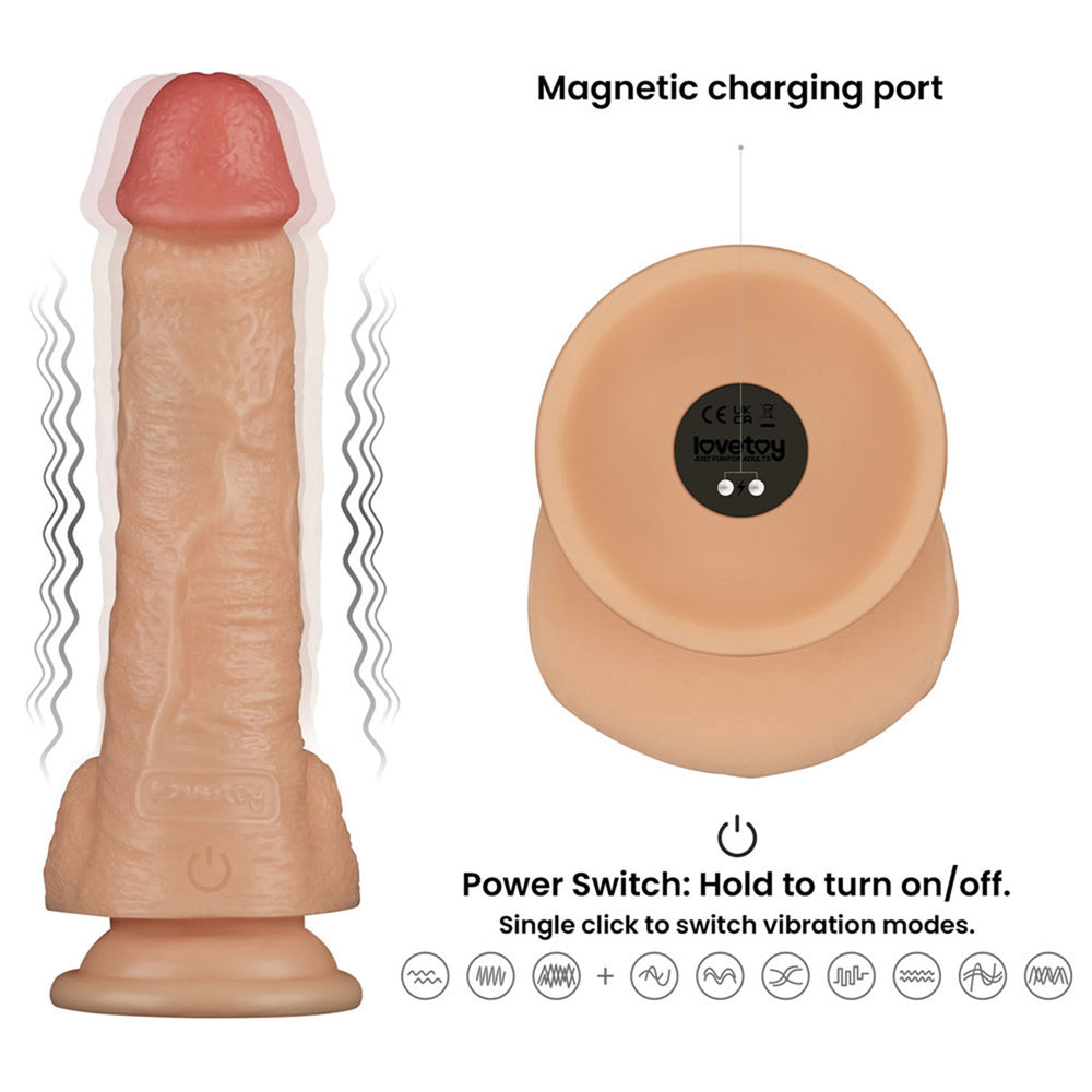 LoveToy - Ingen - Vibrierendes Strap-on-Set, 8"/ 20 cm, Größe XS/S/M, Nude