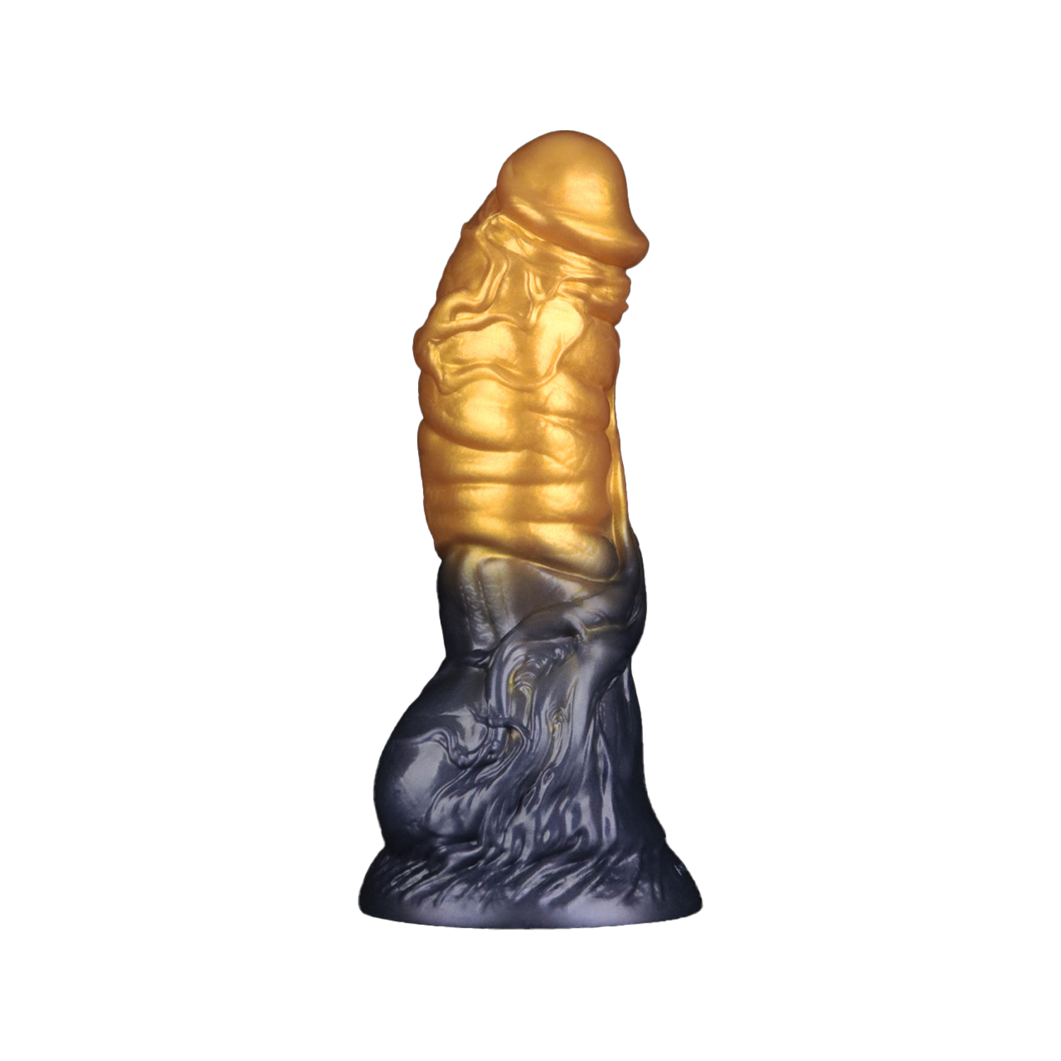 LoveToy – Aufblasbarer Dildo mit doppelter Dichte, 7,5" / 19 cm, Gold/Schwarz
