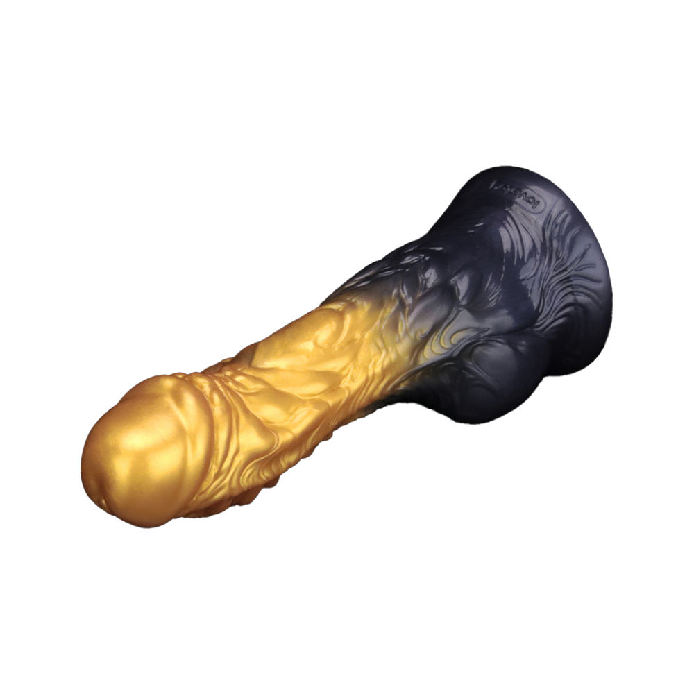 LoveToy – Aufblasbarer Dildo mit doppelter Dichte, 7,5" / 19 cm, Gold/Schwarz