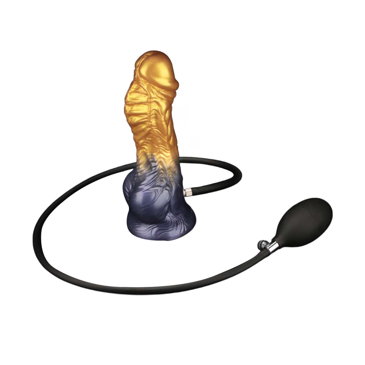LoveToy – Aufblasbarer Dildo mit doppelter Dichte, 7,5" / 19 cm, Gold/Schwarz
