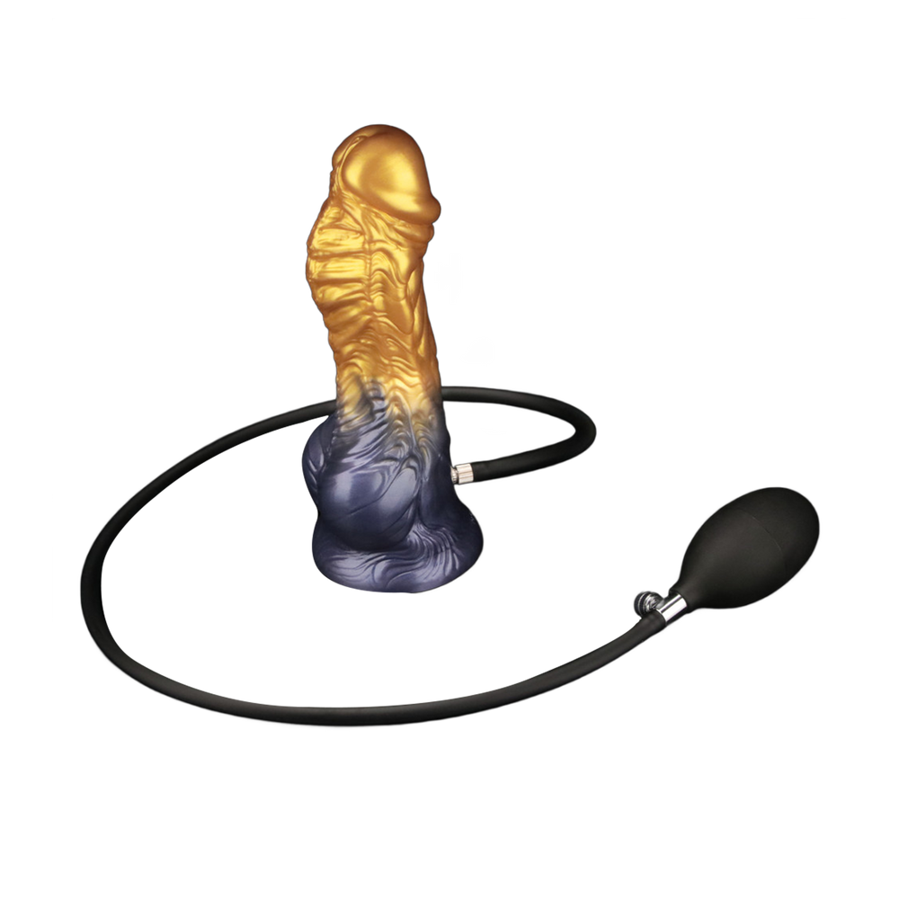 LoveToy – Aufblasbarer Dildo mit doppelter Dichte, 7,5" / 19 cm, Gold/Schwarz