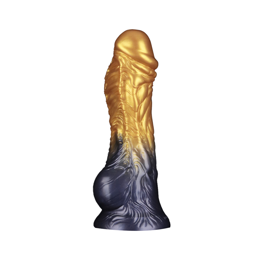 3: LoveToy – Aufblasbarer Dildo mit doppelter Dichte, 8" / 20 cm, Gold/Schwarz
