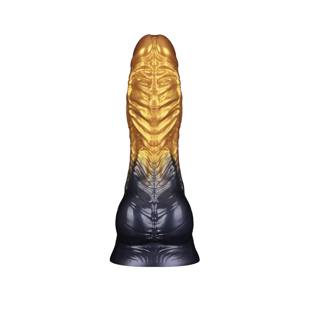 4: LoveToy – Aufblasbarer Dildo mit doppelter Dichte, 8" / 20 cm, Gold/Schwarz
