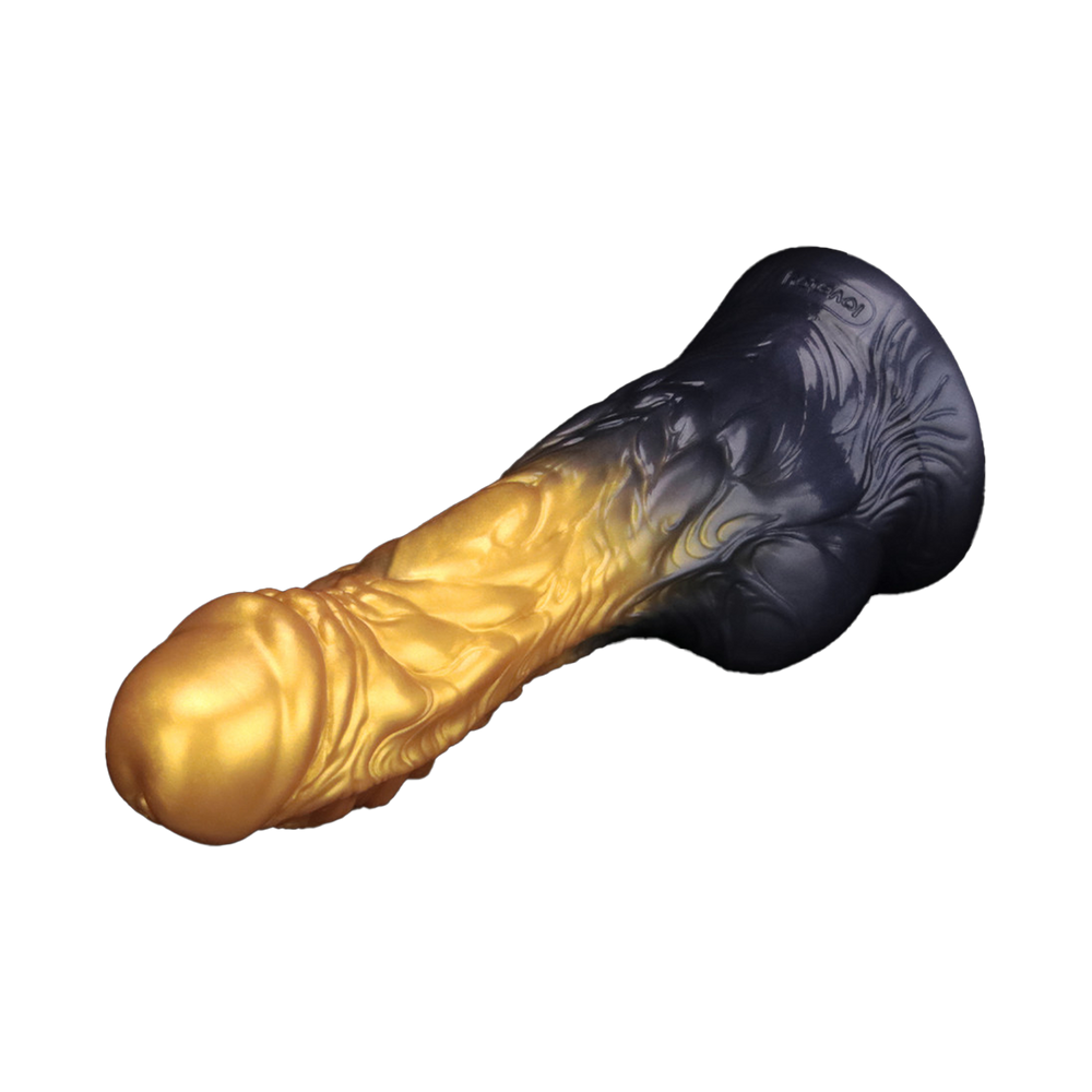 6: LoveToy – Aufblasbarer Dildo mit doppelter Dichte, 8" / 20 cm, Gold/Schwarz