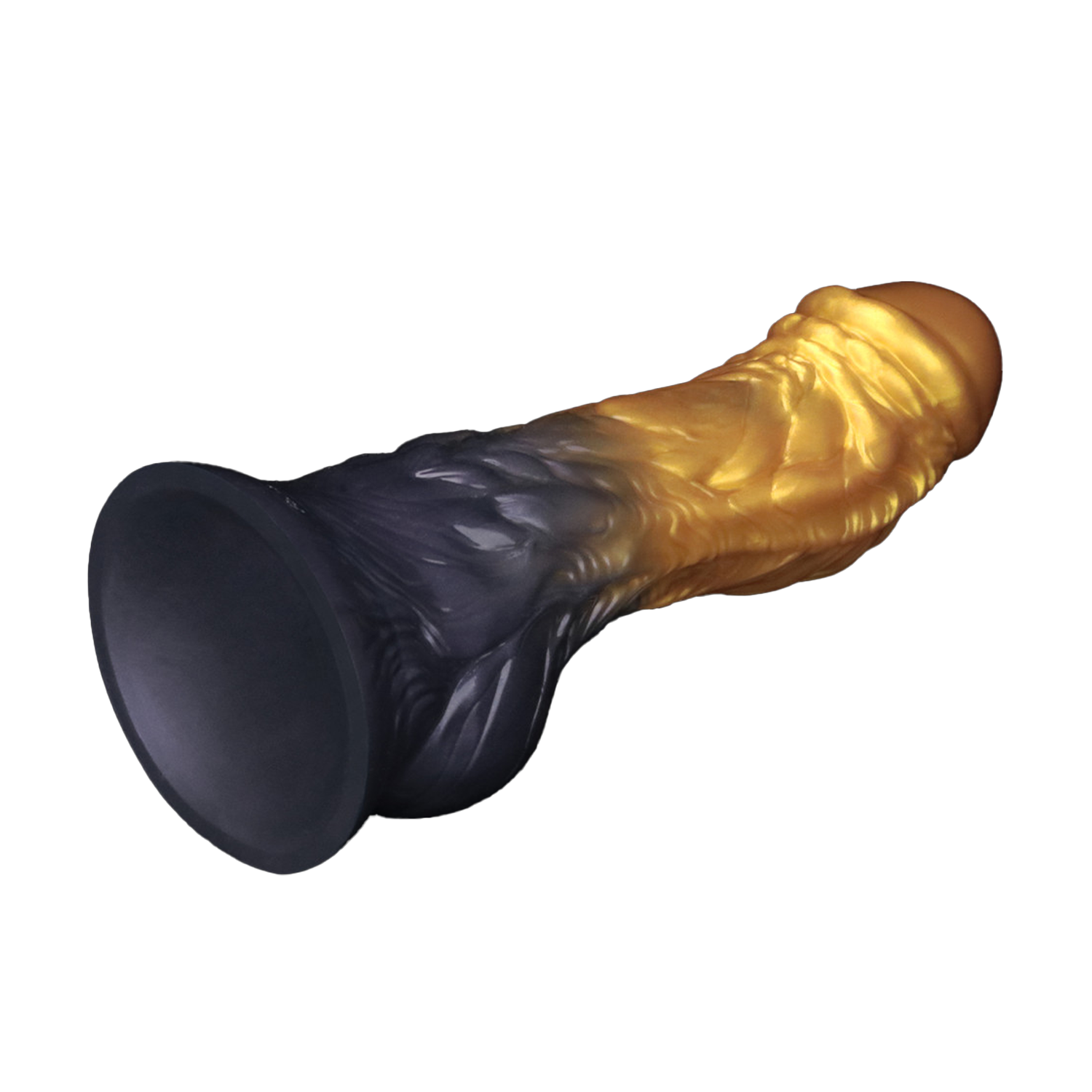 7: LoveToy – Aufblasbarer Dildo mit doppelter Dichte, 8" / 20 cm, Gold/Schwarz