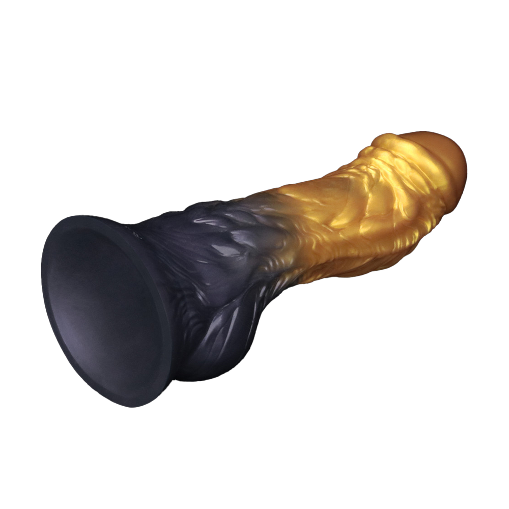 7: LoveToy – Aufblasbarer Dildo mit doppelter Dichte, 8" / 20 cm, Gold/Schwarz