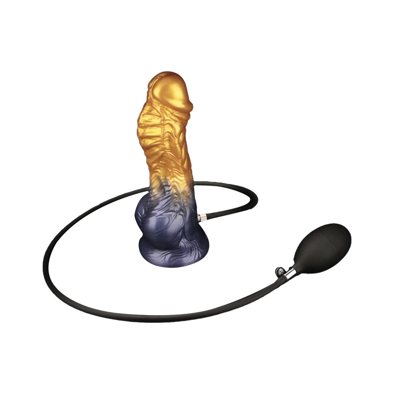 2: LoveToy – Aufblasbarer Dildo mit doppelter Dichte, 8" / 20 cm, Gold/Schwarz