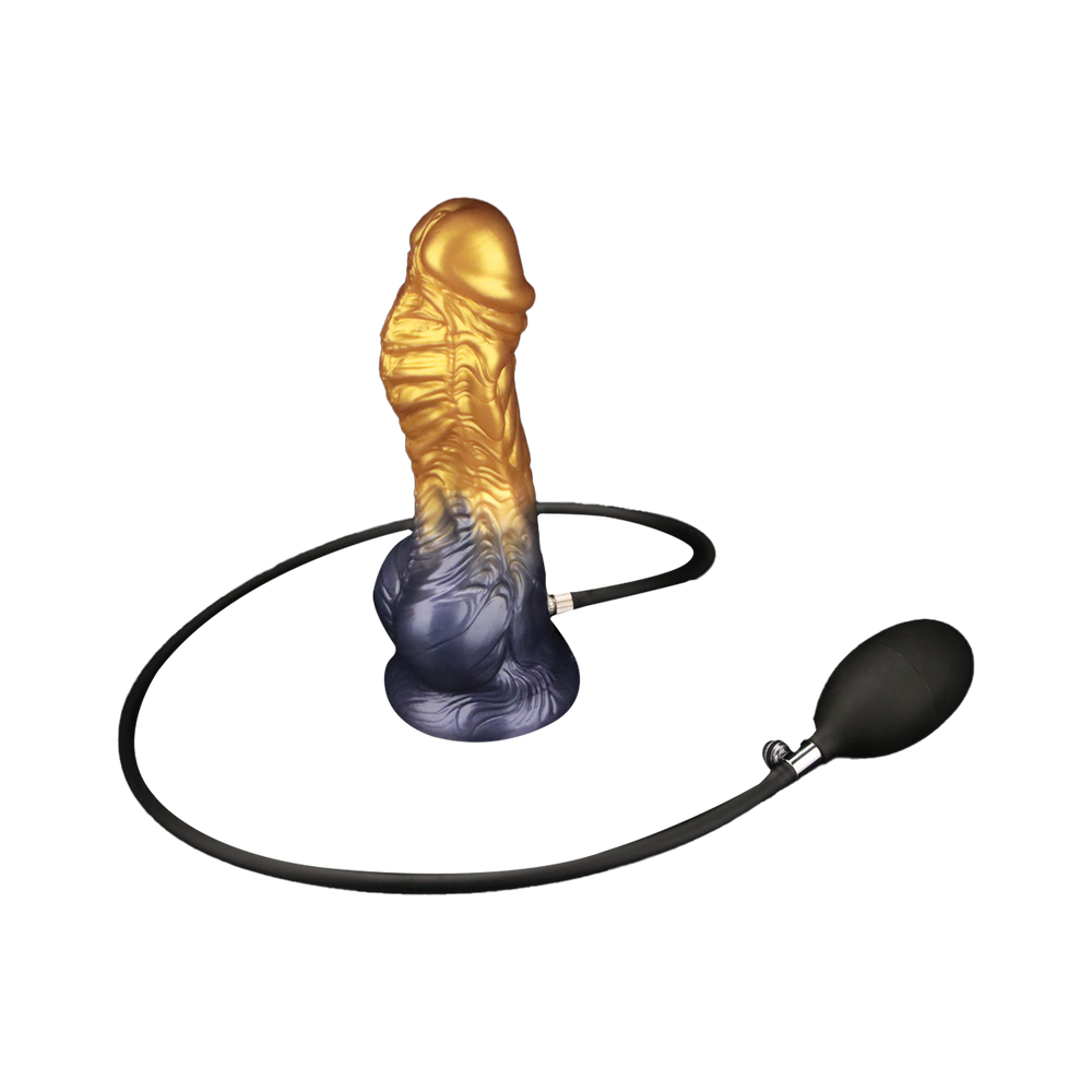 2: LoveToy – Aufblasbarer Dildo mit doppelter Dichte, 8" / 20 cm, Gold/Schwarz