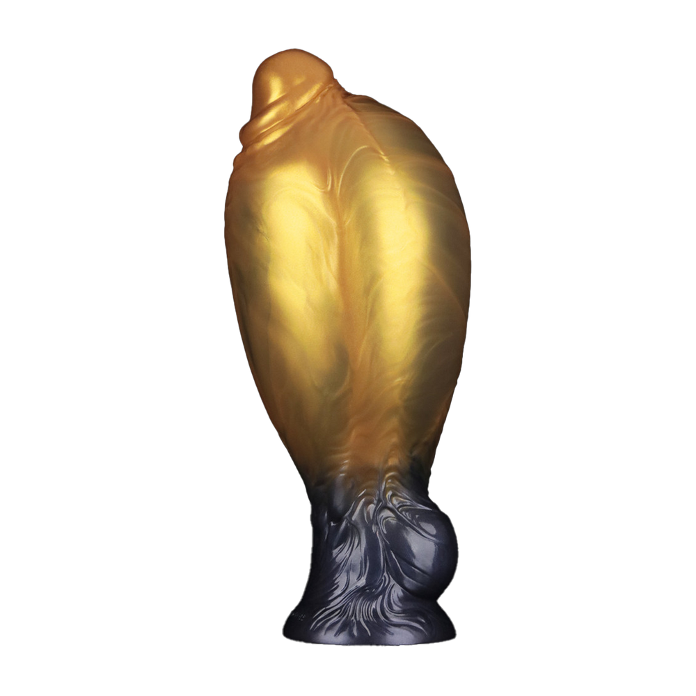 8: LoveToy – Aufblasbarer Dildo mit doppelter Dichte, 8" / 20 cm, Gold/Schwarz