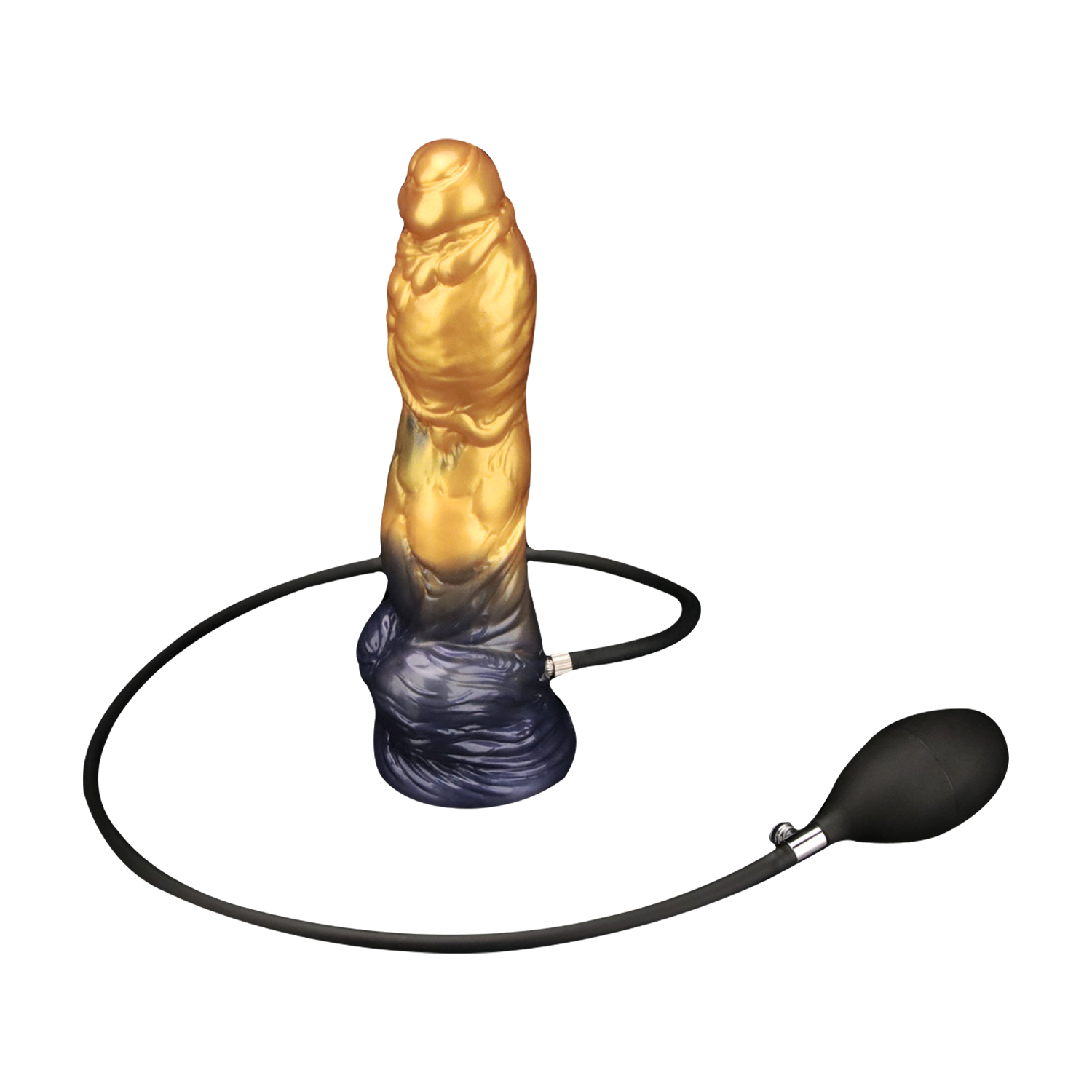LoveToy – Aufblasbarer Dildo mit doppelter Dichte, 10"/ 25 cm, Gold/Schwarz