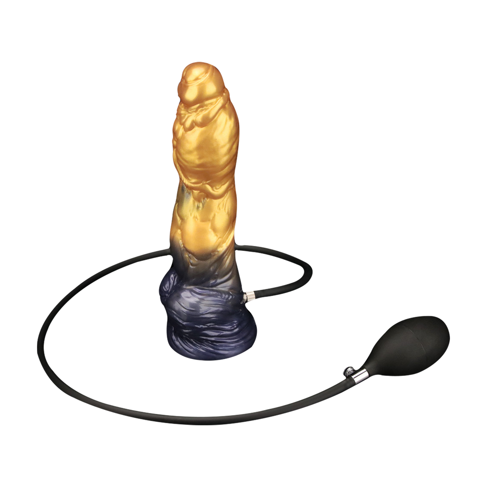 LoveToy – Aufblasbarer Dildo mit doppelter Dichte, 10"/ 25 cm, Gold/Schwarz