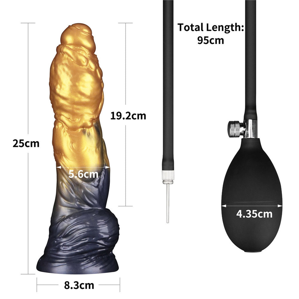 LoveToy – Aufblasbarer Dildo mit doppelter Dichte, 10"/ 25 cm, Gold/Schwarz
