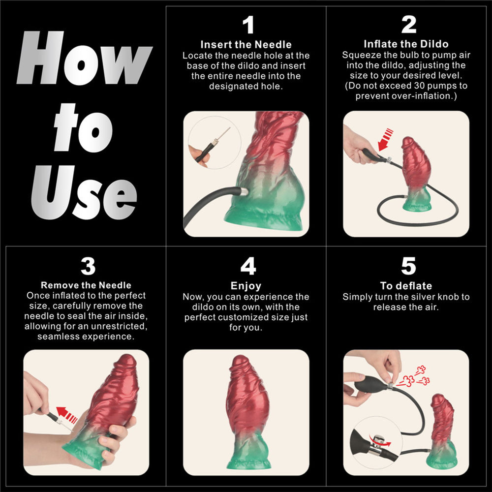 10: LoveToy – Aufblasbarer Dildo mit doppelter Dichte,  7,5" / 19 cm, Rot/Grün