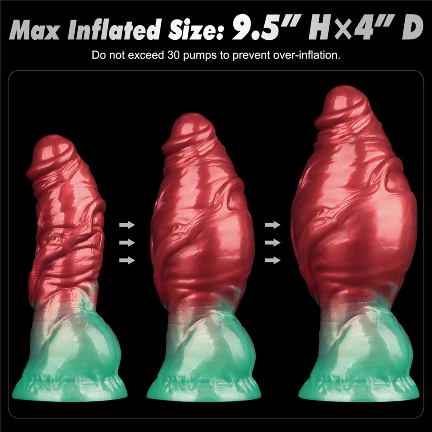 9: LoveToy – Aufblasbarer Dildo mit doppelter Dichte,  7,5" / 19 cm, Rot/Grün