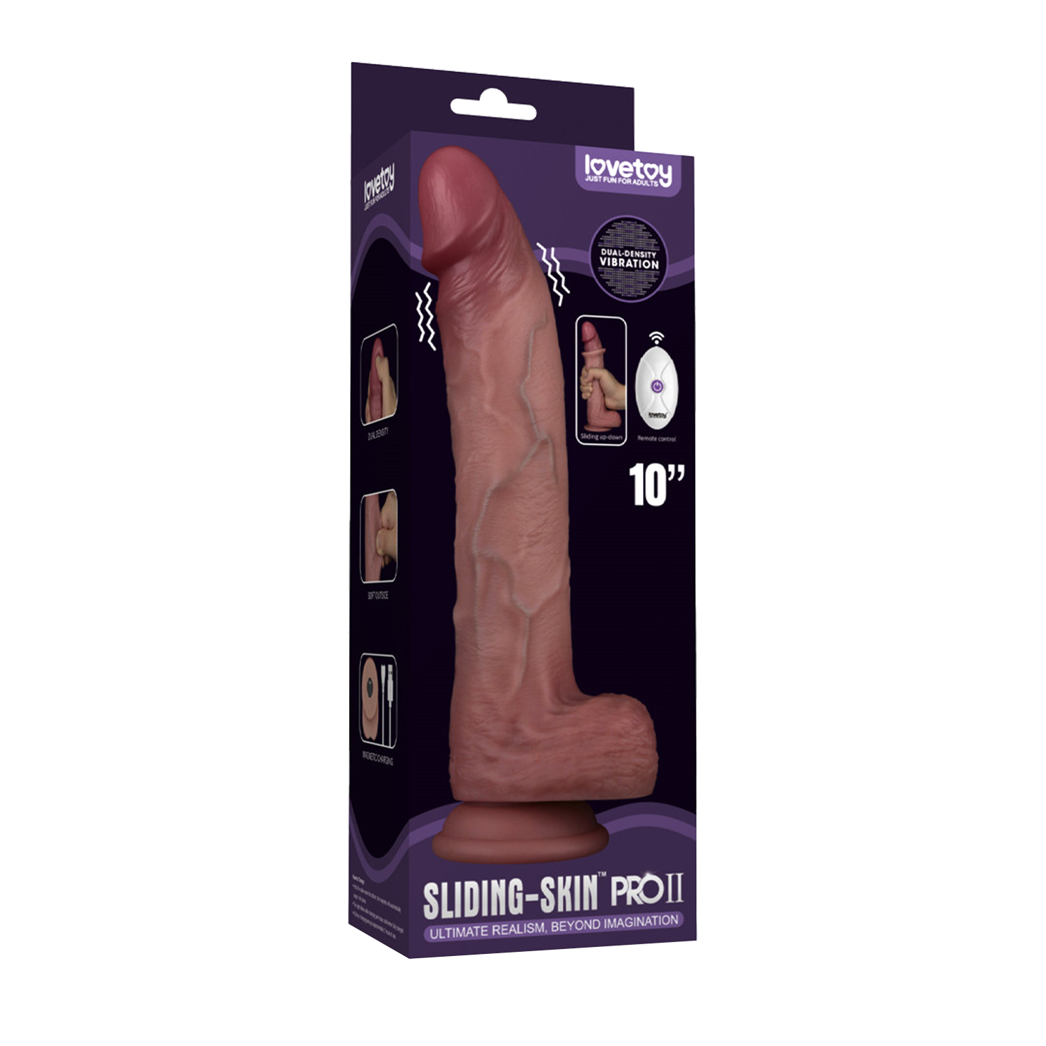 3: LoveToy – Vibrierender Gleitkörper Pro II mit Fernbedienung – 10" / 25 cm – Nude