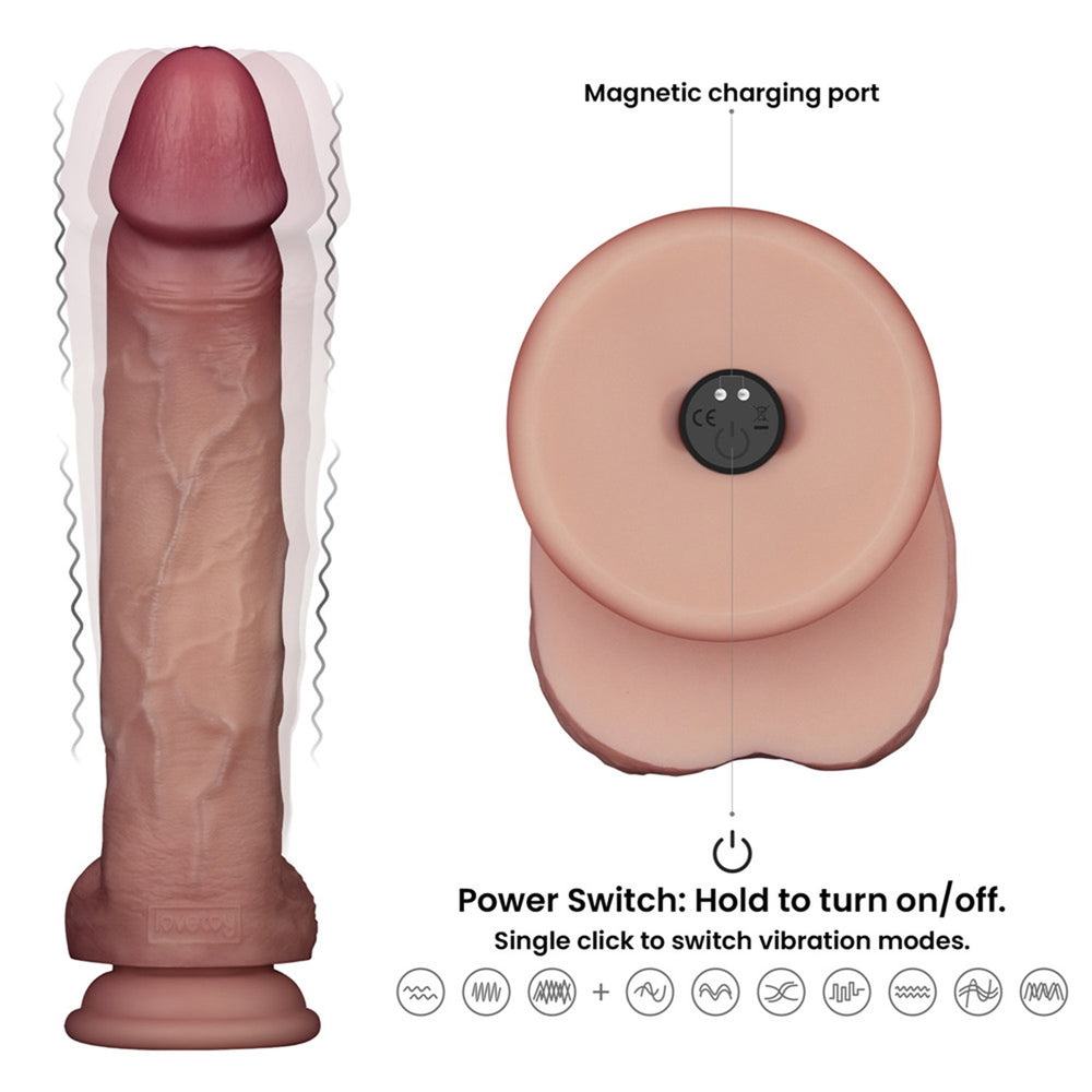 6: LoveToy – Vibrierender Gleitkörper Pro II mit Fernbedienung – 10" / 25 cm – Nude