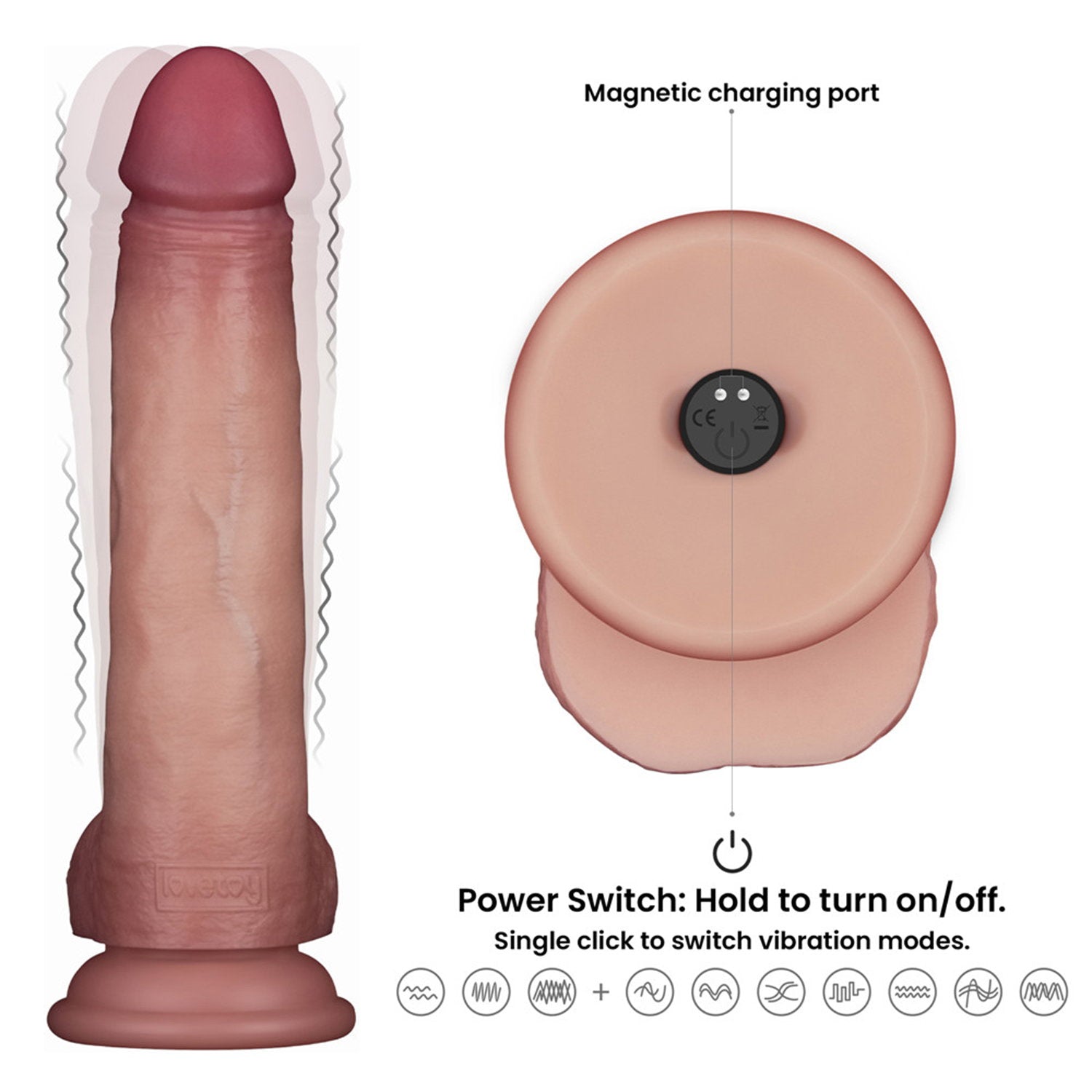 5: LoveToy – Vibrierender Gleitkörper Pro II mit Fernbedienung – 8,5" / 22 cm – Nude