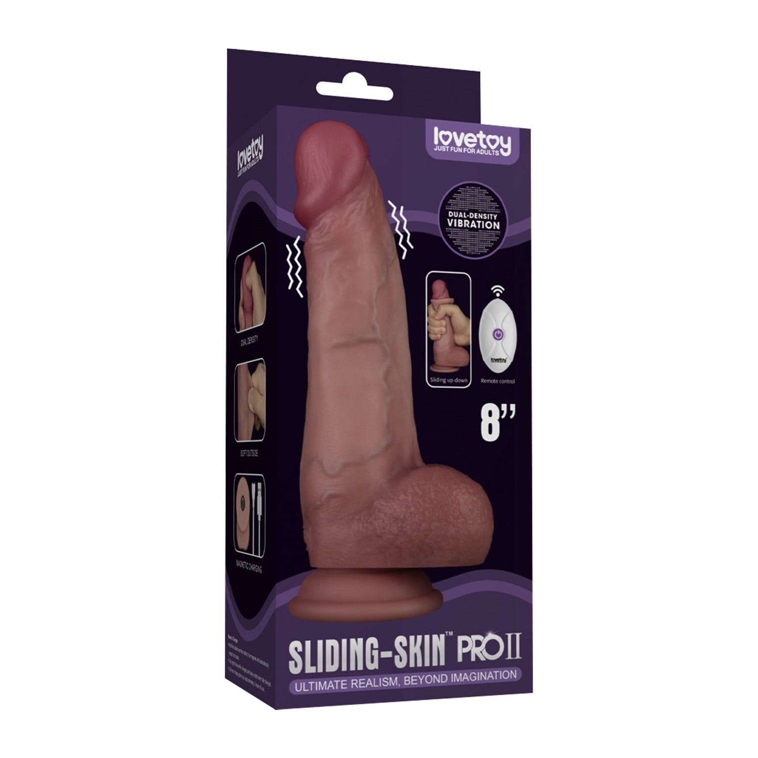 LoveToy – Vibrierender Gleitkörper Pro II mit Fernbedienung –  8" / 20 cm – Nude