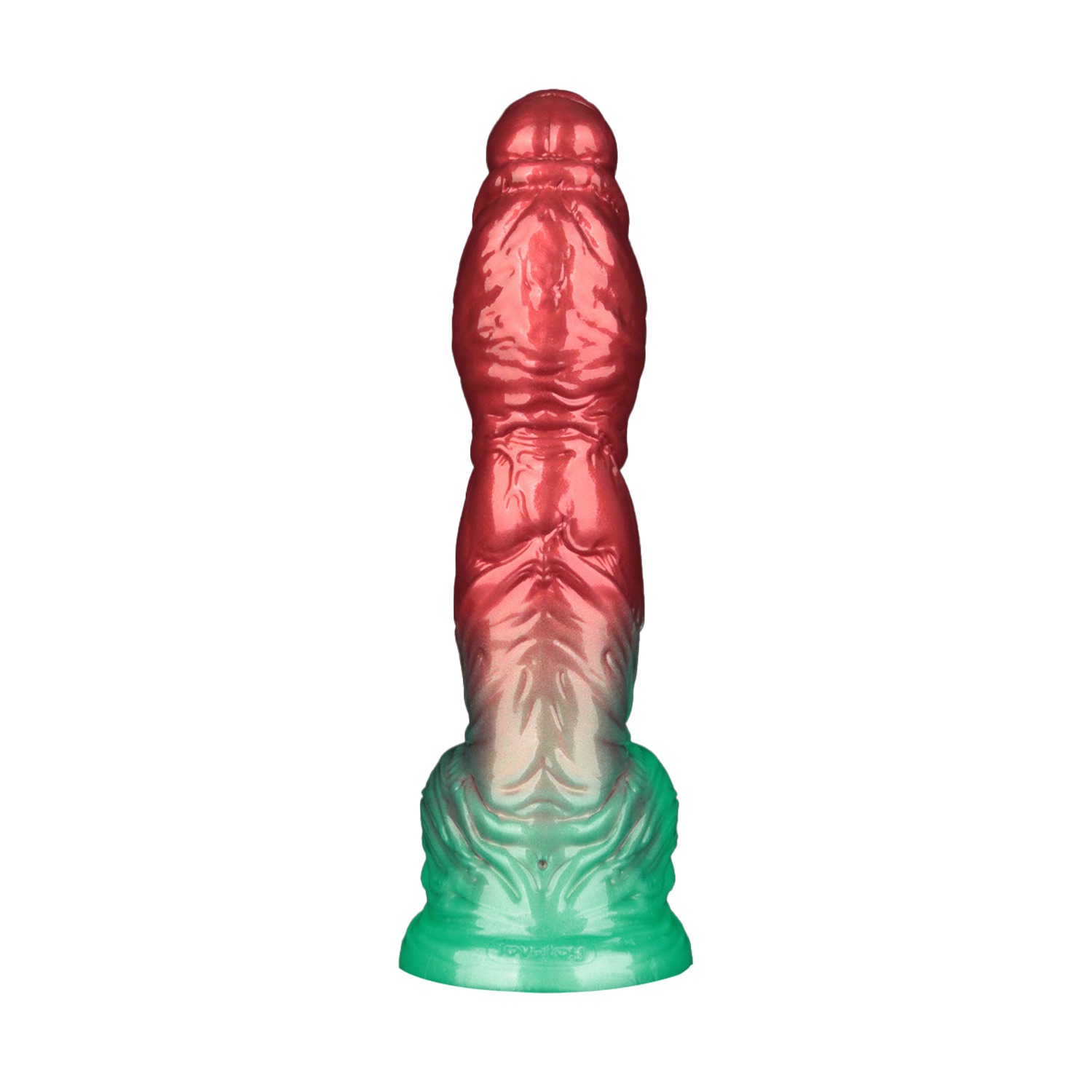 LoveToy – Aufblasbarer Dildo mit doppelter Dichte, 10" / 25 cm, Rot/Grün