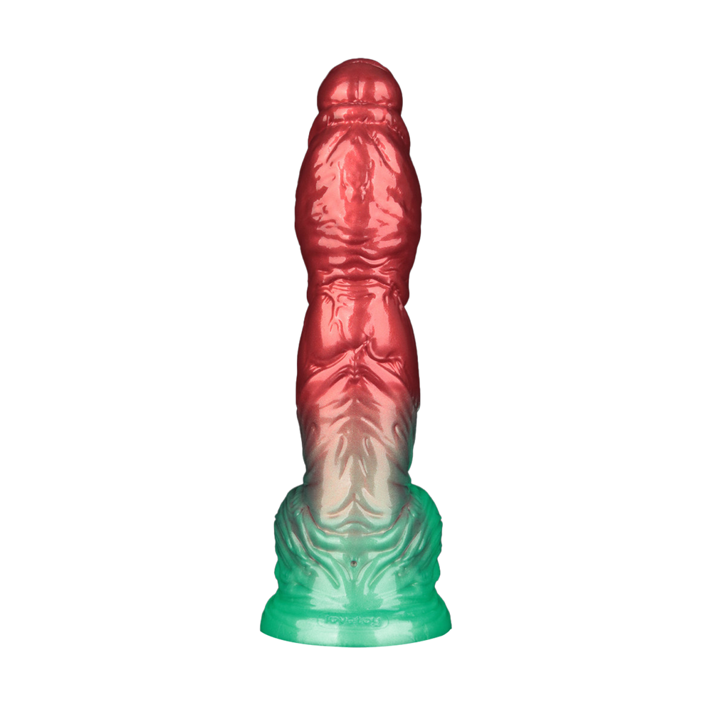 LoveToy – Aufblasbarer Dildo mit doppelter Dichte, 10" / 25 cm, Rot/Grün
