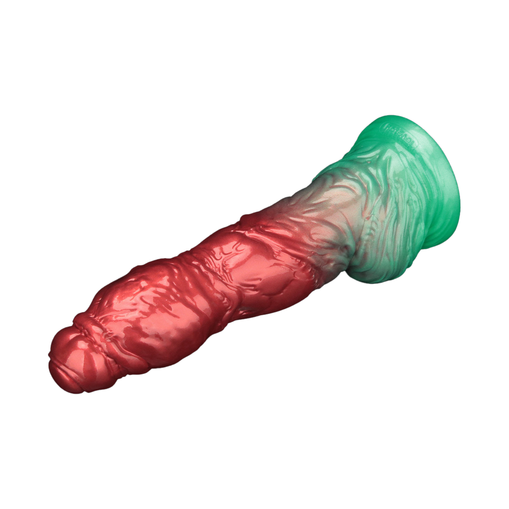 LoveToy – Aufblasbarer Dildo mit doppelter Dichte, 10" / 25 cm, Rot/Grün