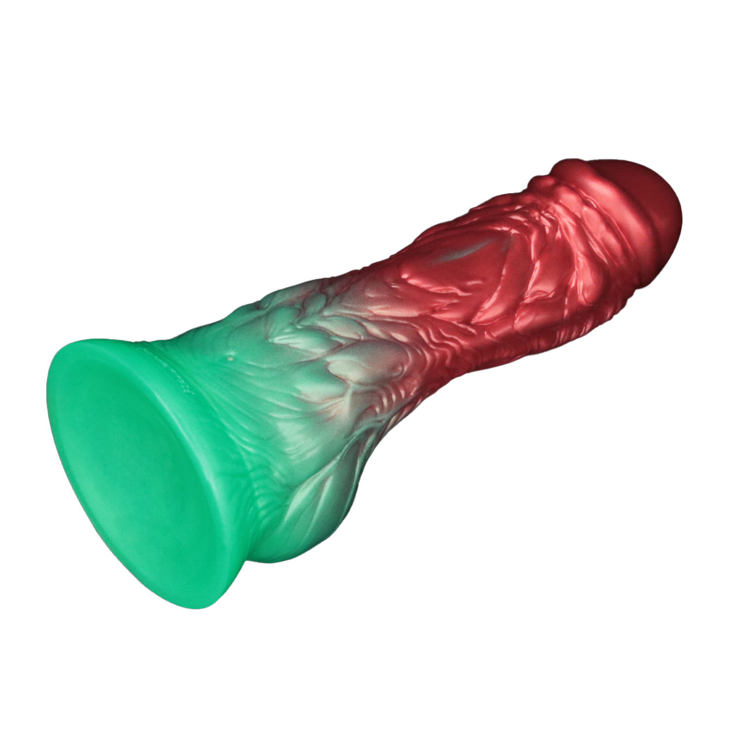 LoveToy – Aufblasbarer Dildo mit doppelter Dichte, 8"/ 20 cm, Rot/Grün