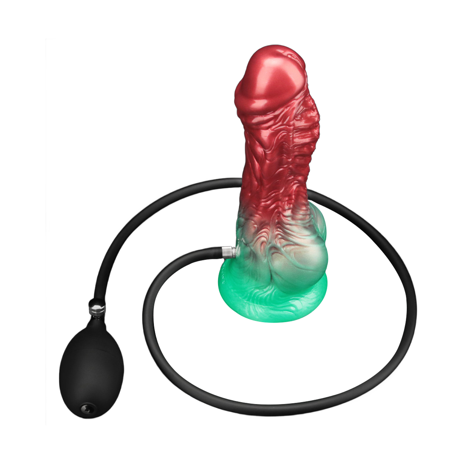 LoveToy – Aufblasbarer Dildo mit doppelter Dichte, 8"/ 20 cm, Rot/Grün