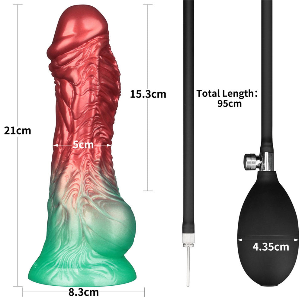 LoveToy – Aufblasbarer Dildo mit doppelter Dichte, 8"/ 20 cm, Rot/Grün