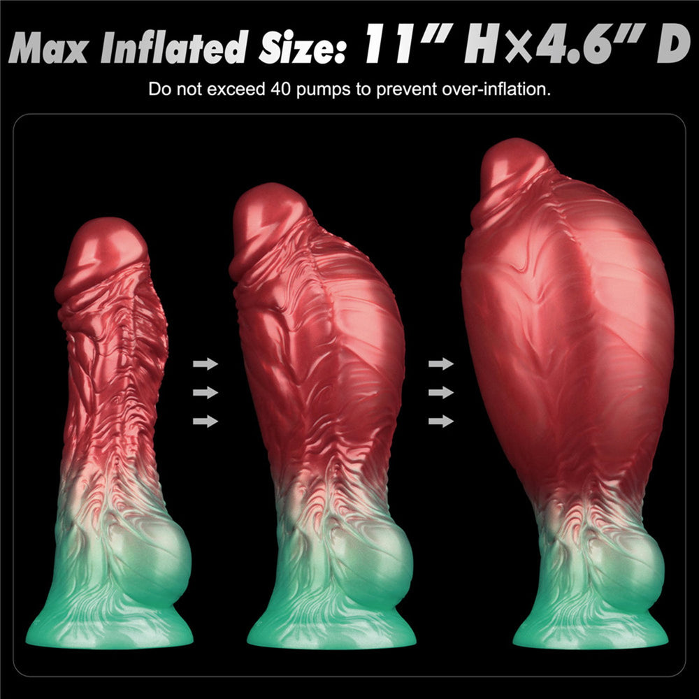 LoveToy – Aufblasbarer Dildo mit doppelter Dichte, 8"/ 20 cm, Rot/Grün