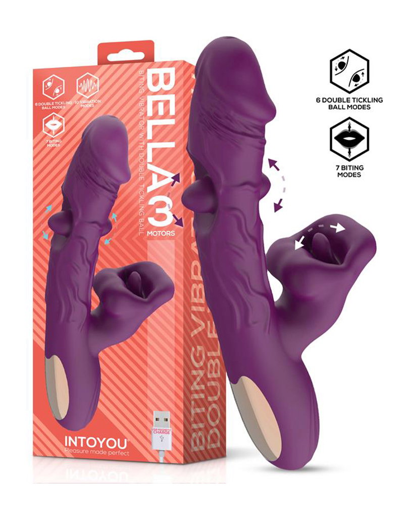 IY – Bella – Dreifach-Motor-Vibrator mit doppelter Kitzelkugel und Biting – Lila