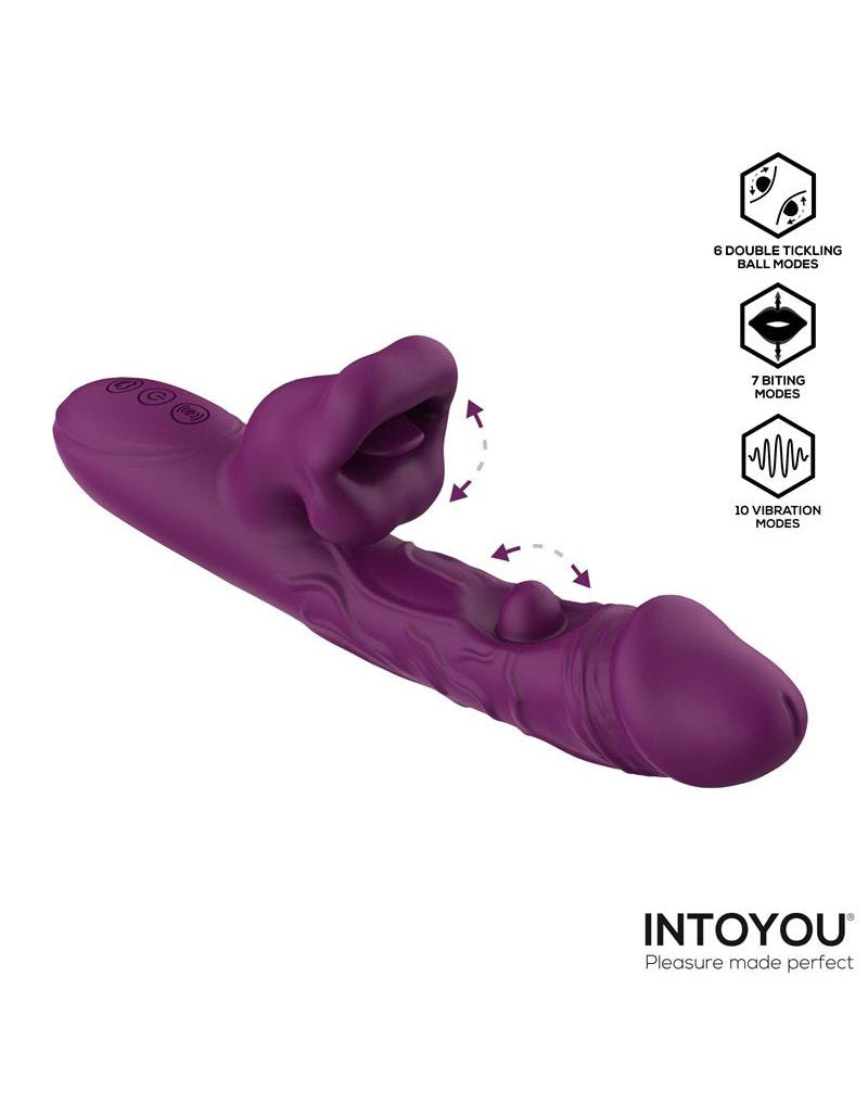 IY – Bella – Dreifach-Motor-Vibrator mit doppelter Kitzelkugel und Biting – Lila