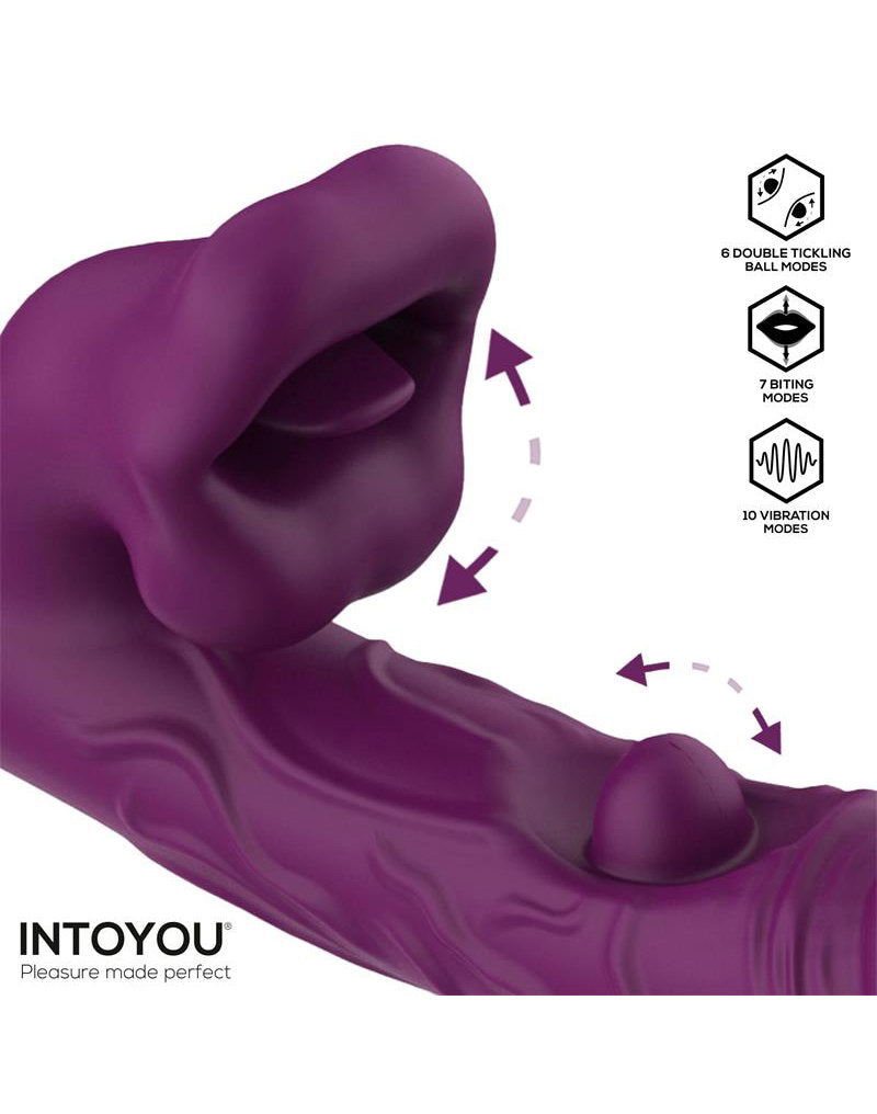 IY – Bella – Dreifach-Motor-Vibrator mit doppelter Kitzelkugel und Biting – Lila