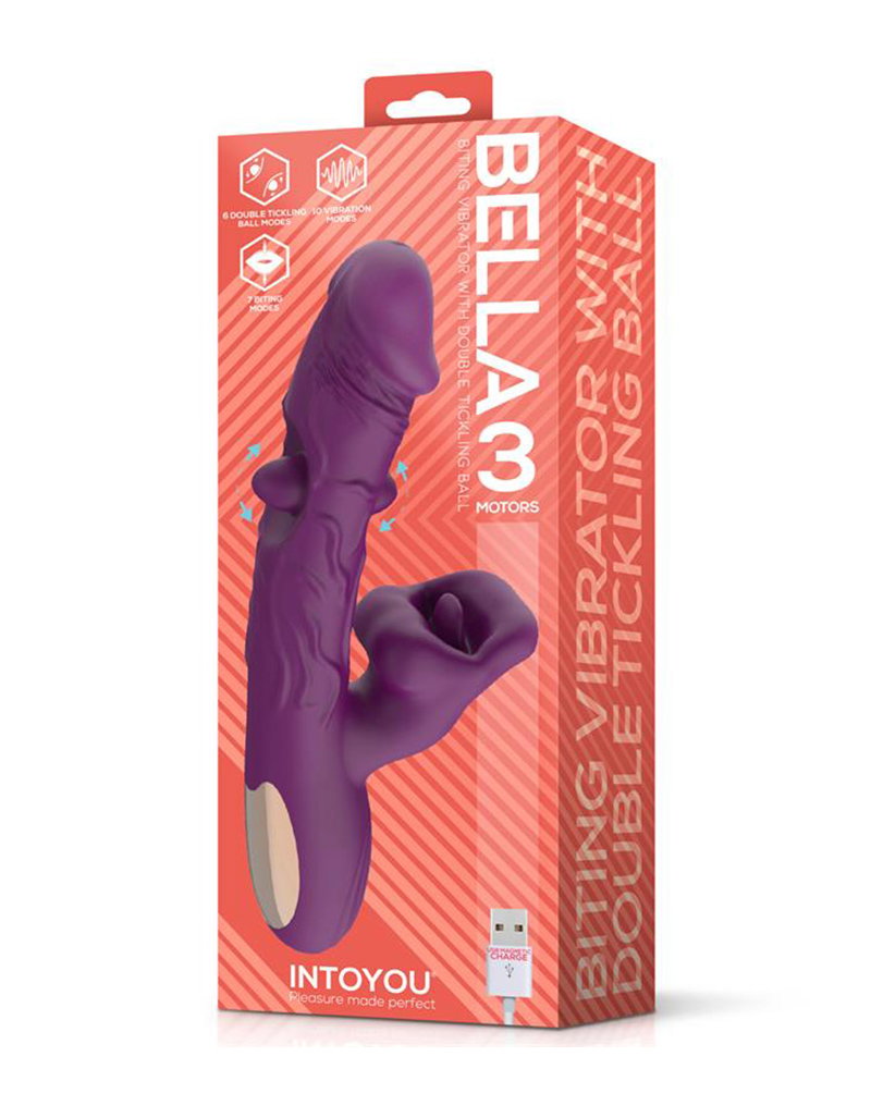 IY – Bella – Dreifach-Motor-Vibrator mit doppelter Kitzelkugel und Biting – Lila