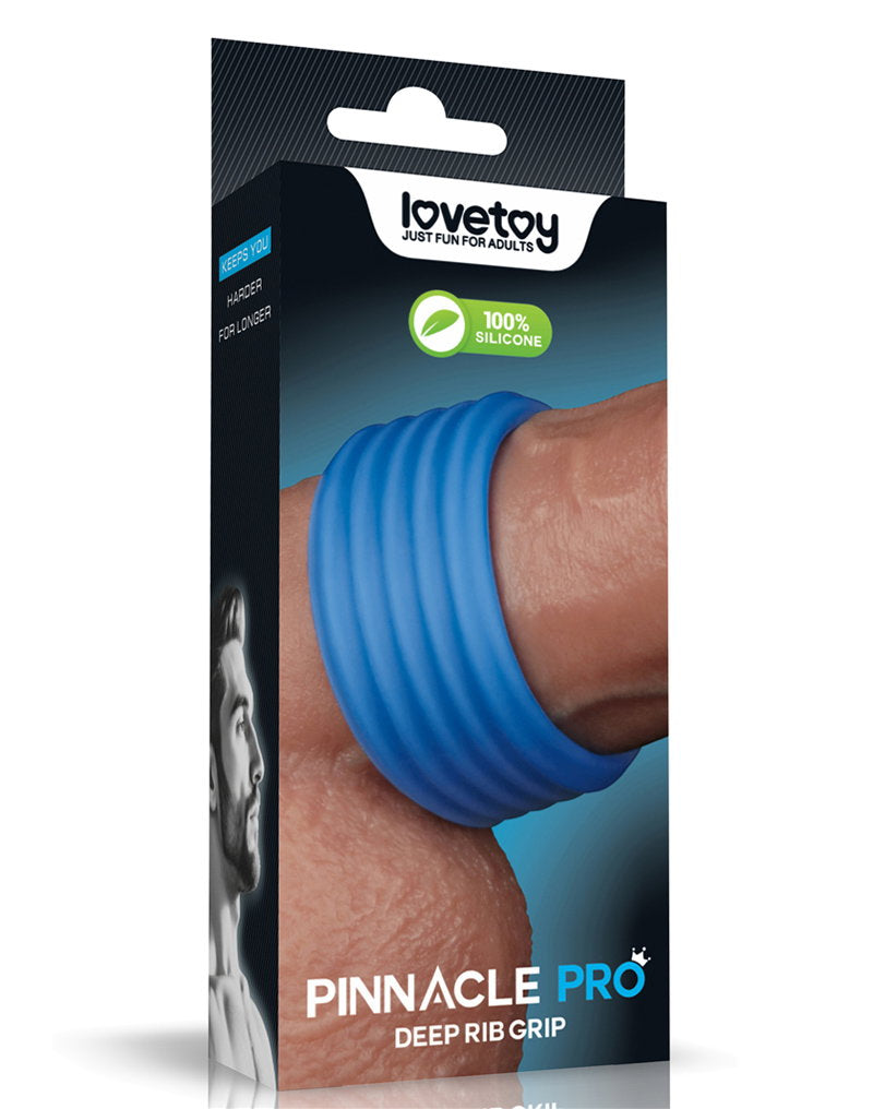 LoveToy – Pinnacle Pro – Deep Rib Grip Ring – Blau