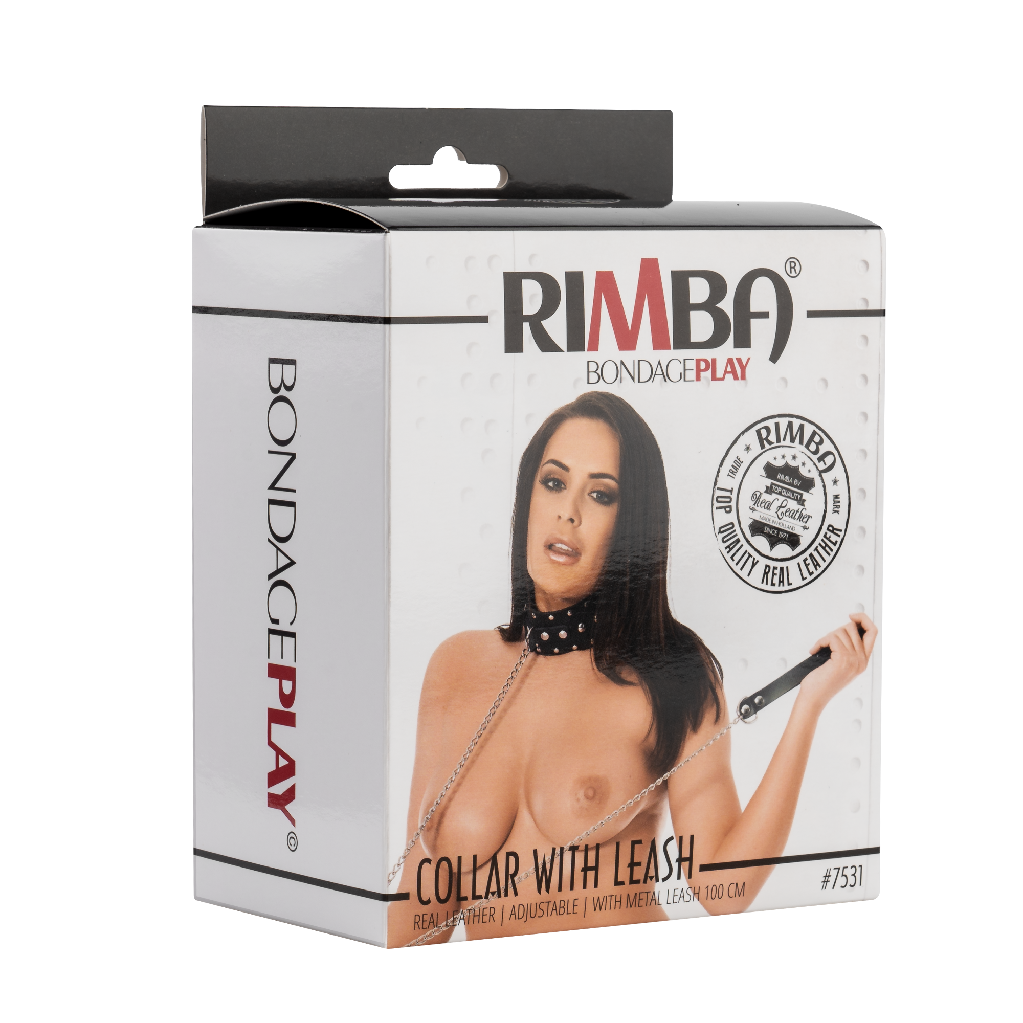 Rimba - Halsband mit Nieten und Hundenketten, verstellbar mit Schalle.