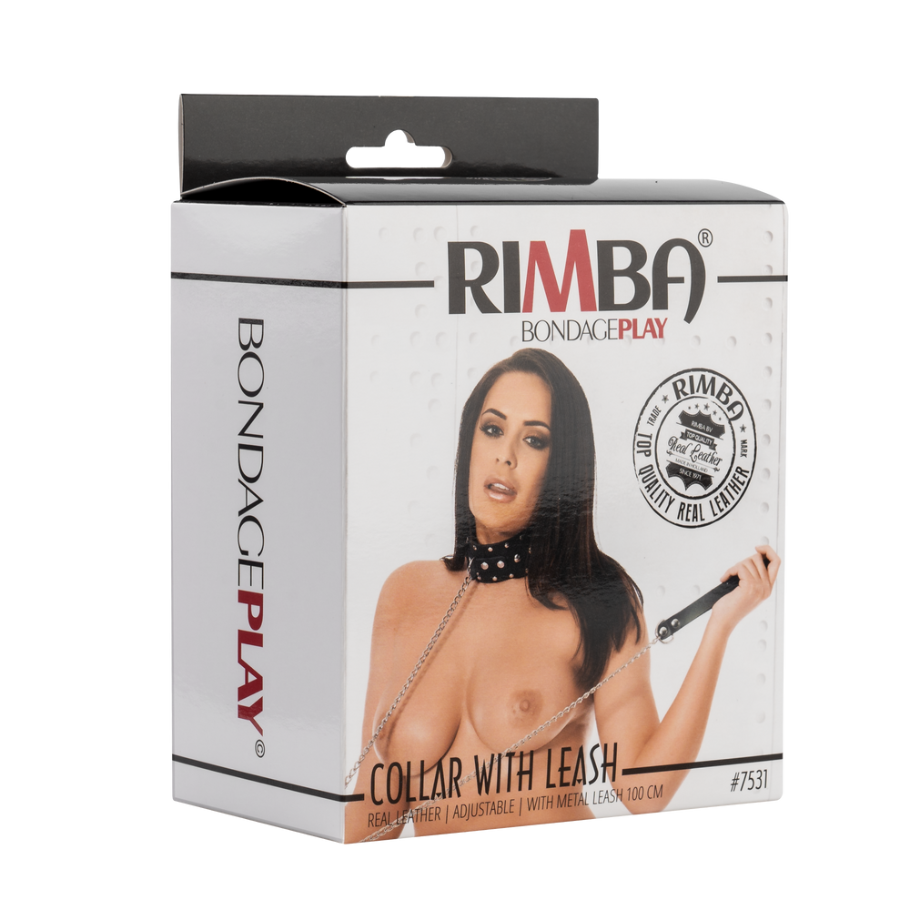 Rimba - Halsband mit Nieten und Hundenketten, verstellbar mit Schalle.