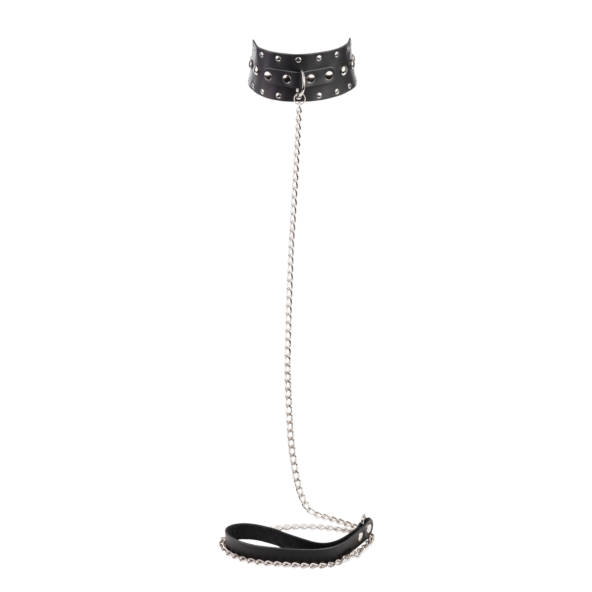 Rimba - Halsband mit Nieten und Hundenketten, verstellbar mit Schalle.