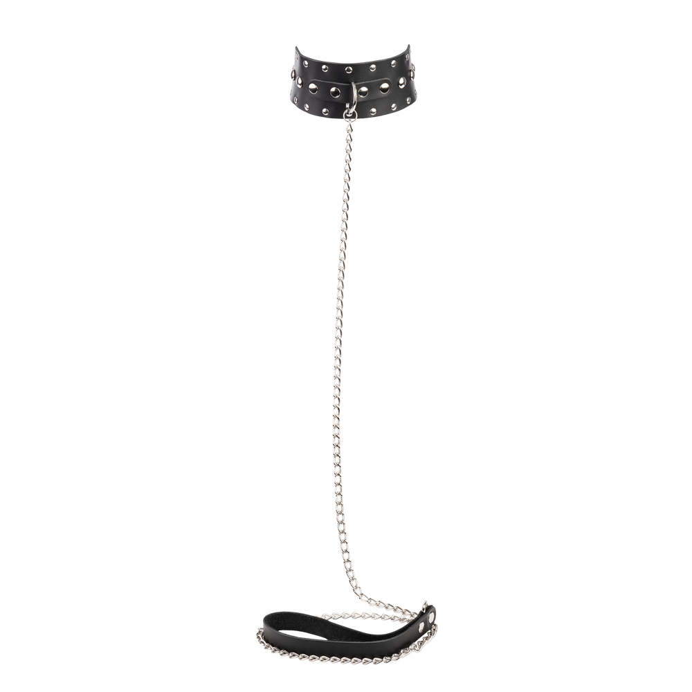 Rimba - Halsband mit Nieten und Hundenketten, verstellbar mit Schalle.