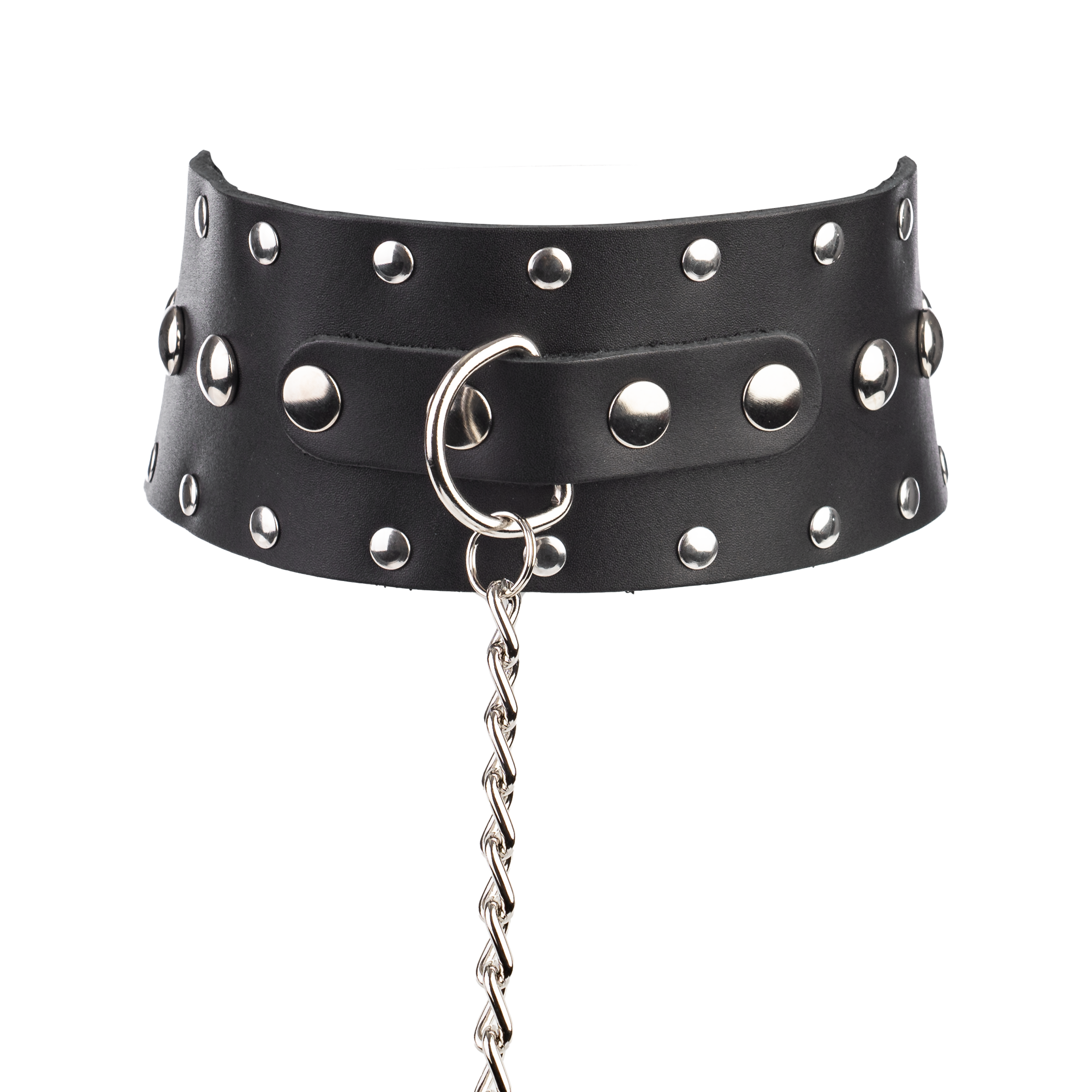 Rimba - Halsband mit Nieten und Hundenketten, verstellbar mit Schalle.