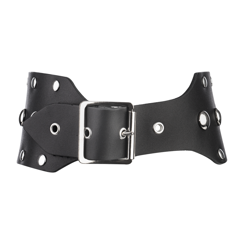 Rimba - Halsband mit Nieten und Hundenketten, verstellbar mit Schalle.
